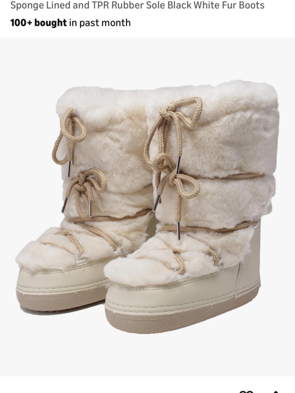 Faux Fur Winter Snow Boots - Cream